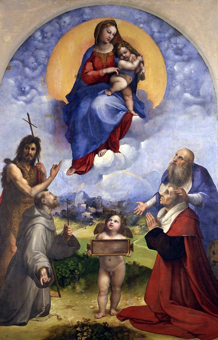 Raffaello Sanzio, La Madonna di Foligno, pala d'altare. Inv. 40329. Pinacoteca Sala VIII